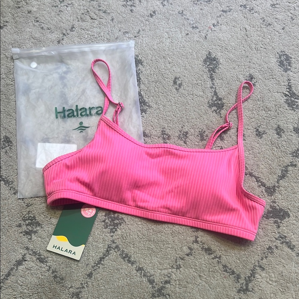 Halara Pink Ribbed Bikini Top